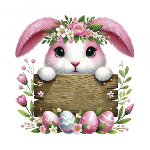 Bügelbild Ostern Hase rosa mit deinen Wunschnamen möglich